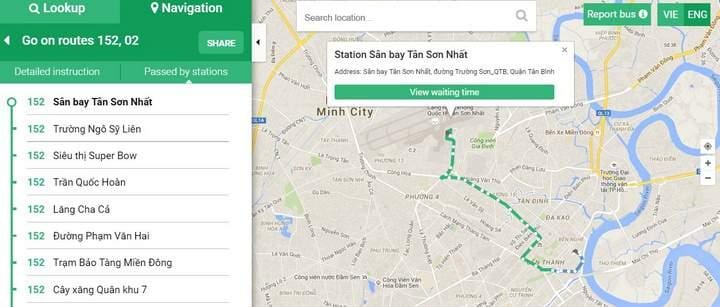 Mapa de cidade de ho chi minh ônibus 152 rota