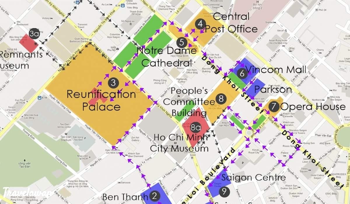 cidade de ho chi minh city tour a pé mapa