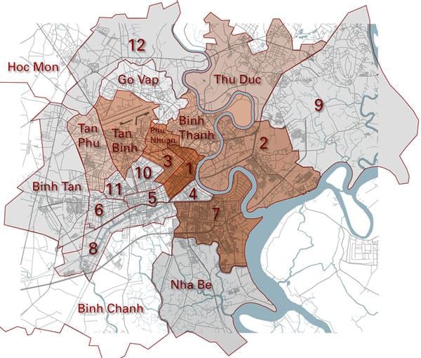 mapa do distrito de saigon