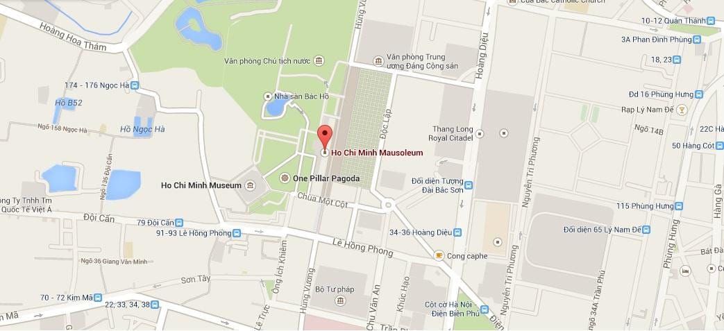 Mapa do mausoléu de ho chi minh