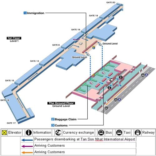 saigon mapa do aeroporto