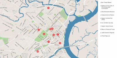Cidade de Ho chi minh atrações mapa