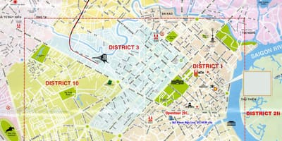 Mapa turístico da cidade de ho chi minh city, o distrito 1